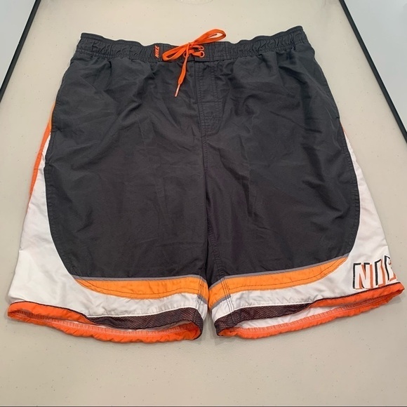 Nike Board Shorts Adult Size XL Brown/Orange Drawstring Lined Men - Picture 1 of 9